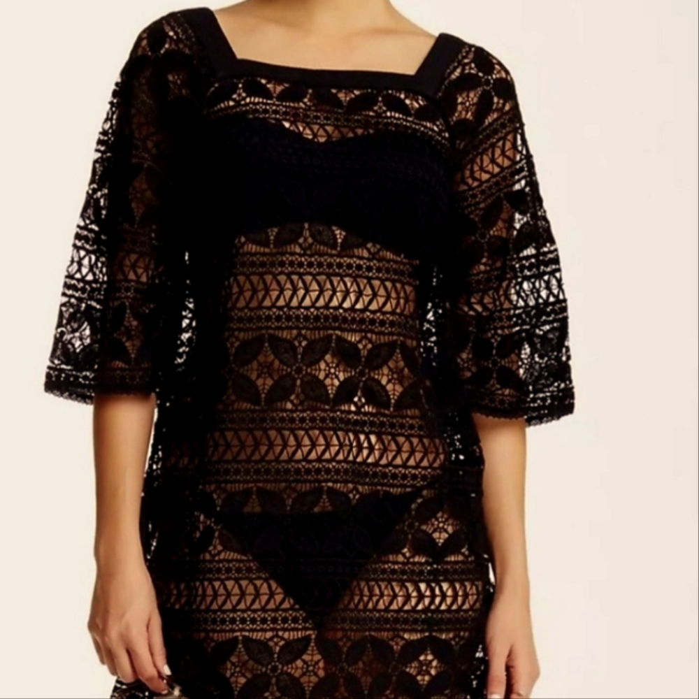 Gypsy05 crocheted black  lace cover up dress size extra small